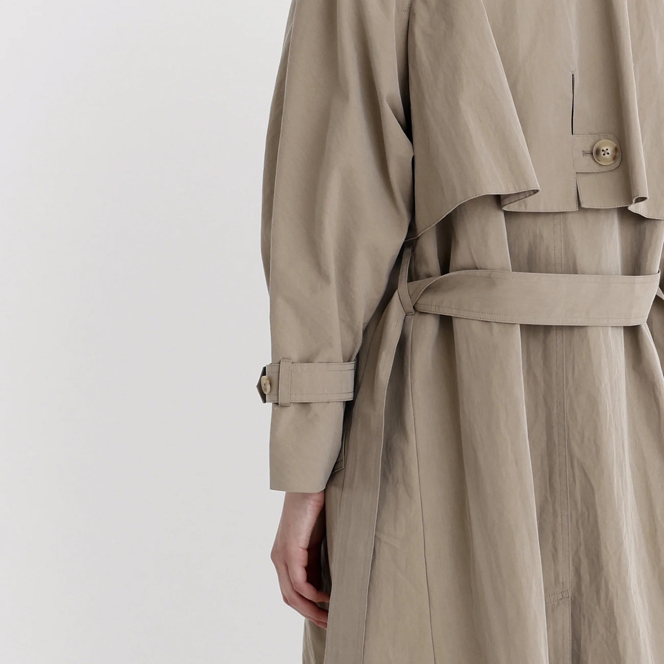 spring long trench in tan