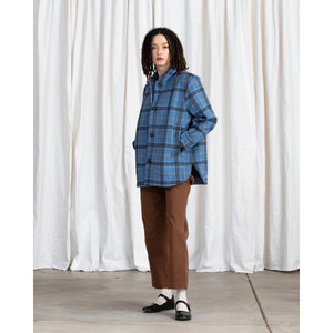 double faced jacket in blue plaid