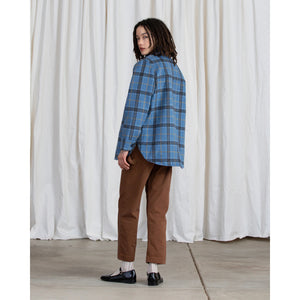 double faced jacket in blue plaid