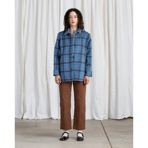 double faced jacket in blue plaid