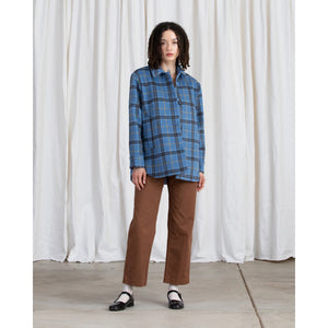 double faced jacket in blue plaid