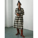 thea dress in grey plaid