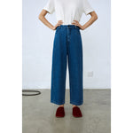 straight denim pants in indigo