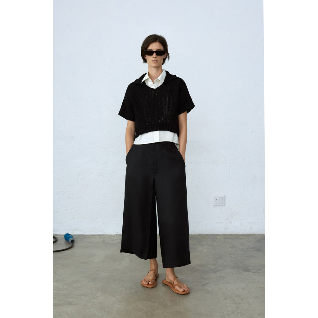 skirt linen pants in black