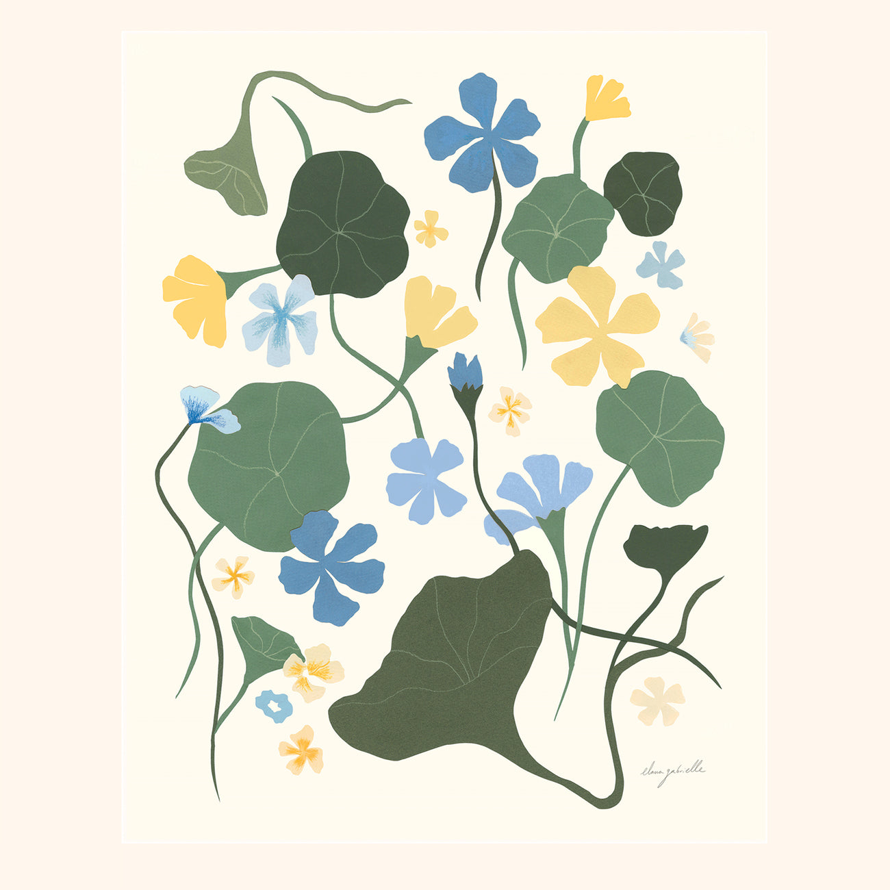 blue nasturtiums print