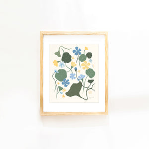 blue nasturtiums print