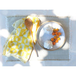 sunrise linen tea towel in lemon