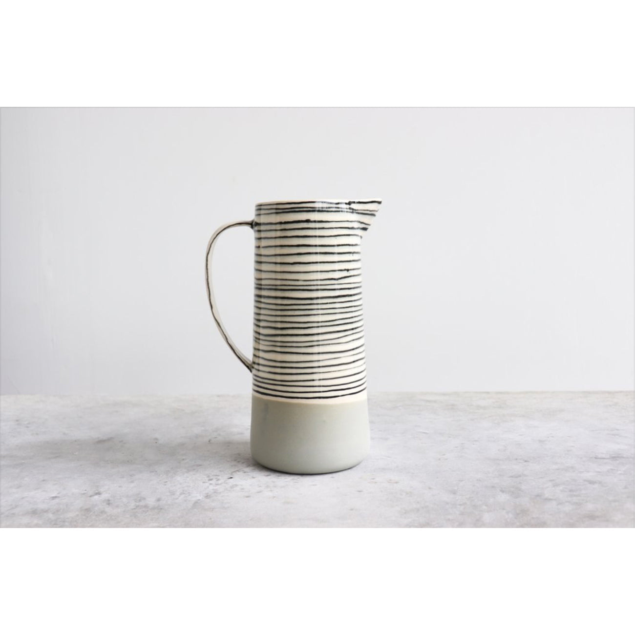 striped pitcher in sage
