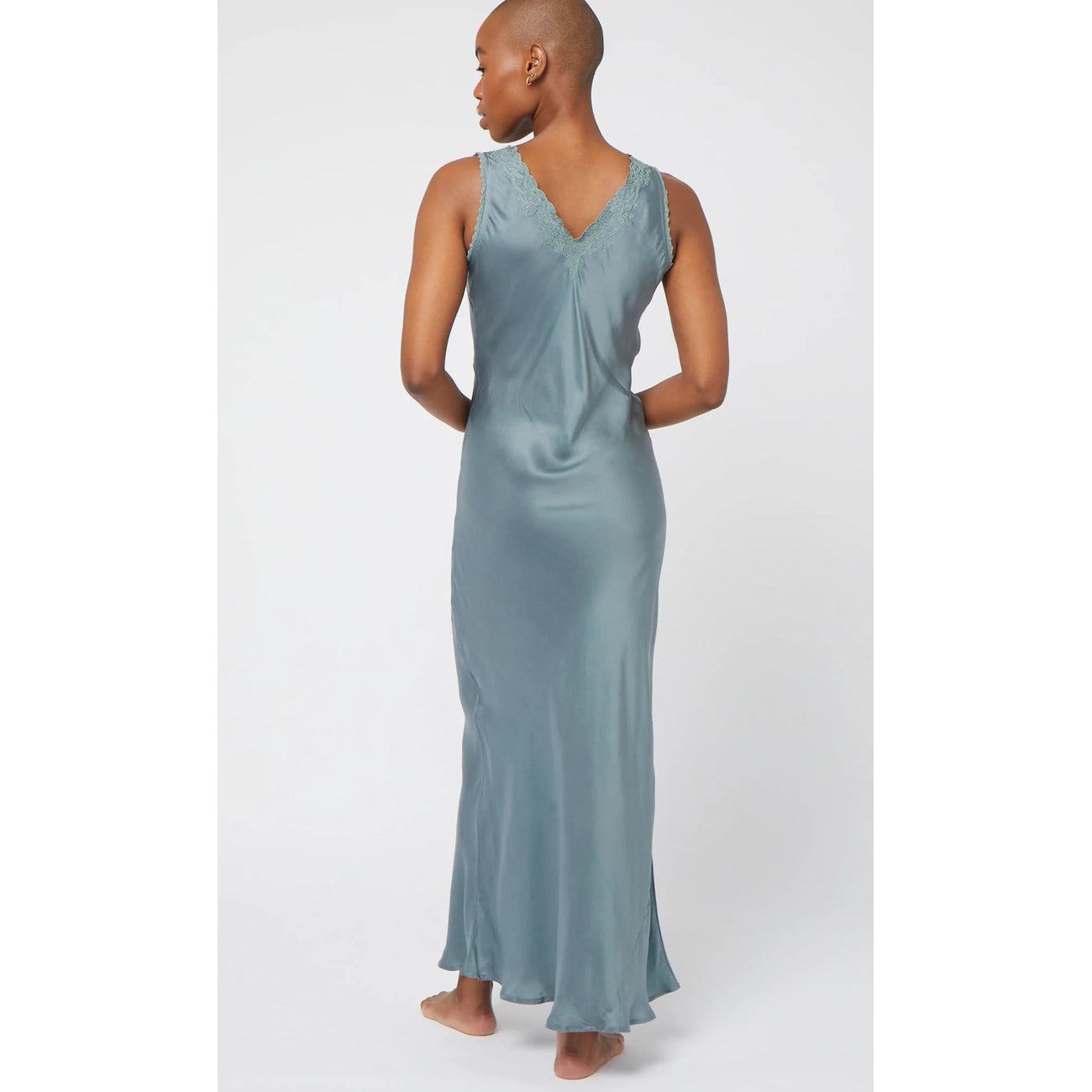 cassia slip dress in kingfisher green