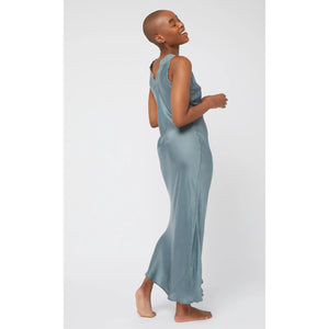 cassia slip dress in kingfisher green