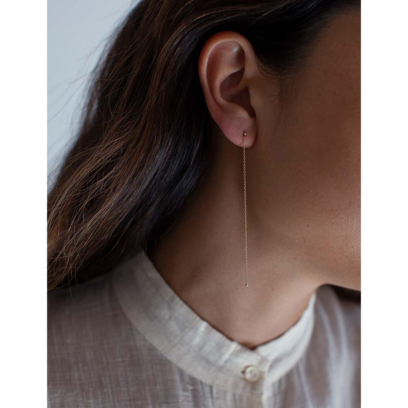 barbell + chain earring