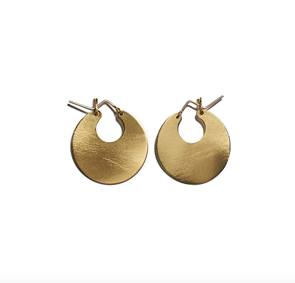 disc hoops in 10k gold