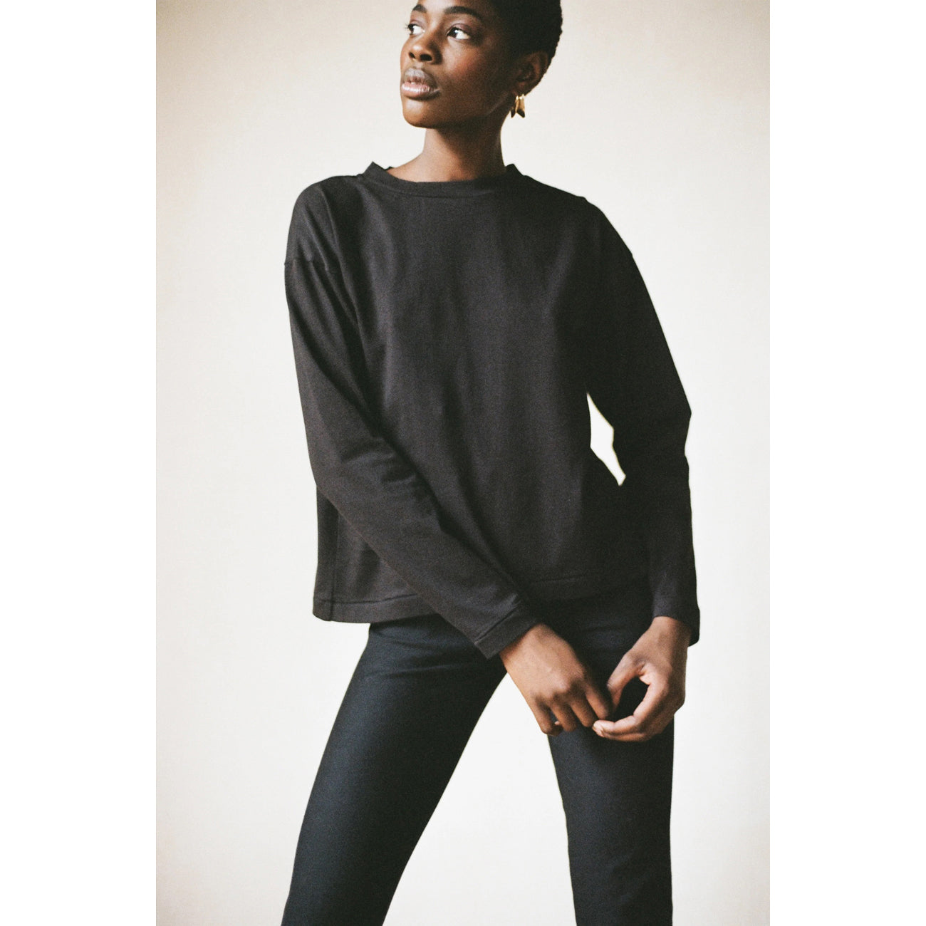long sleeve tee in noir