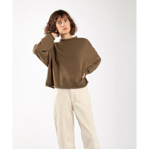 rolled sweater in umber