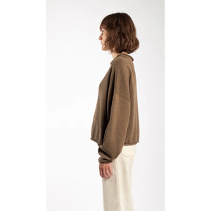 rolled sweater in umber
