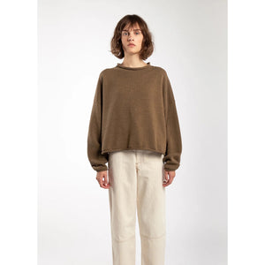 rolled sweater in umber