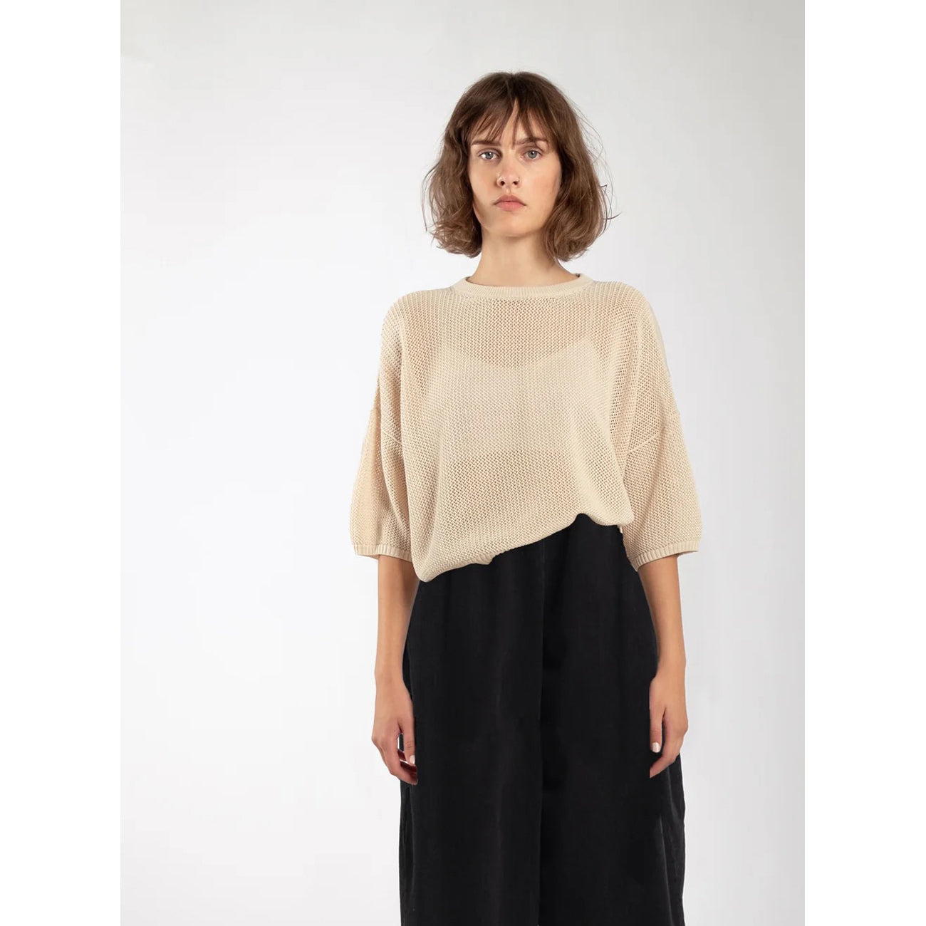 mesh tee in cream