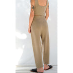 knit trouser in faded olive