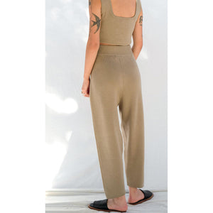 knit trouser in faded olive