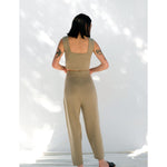 knit trouser in faded olive