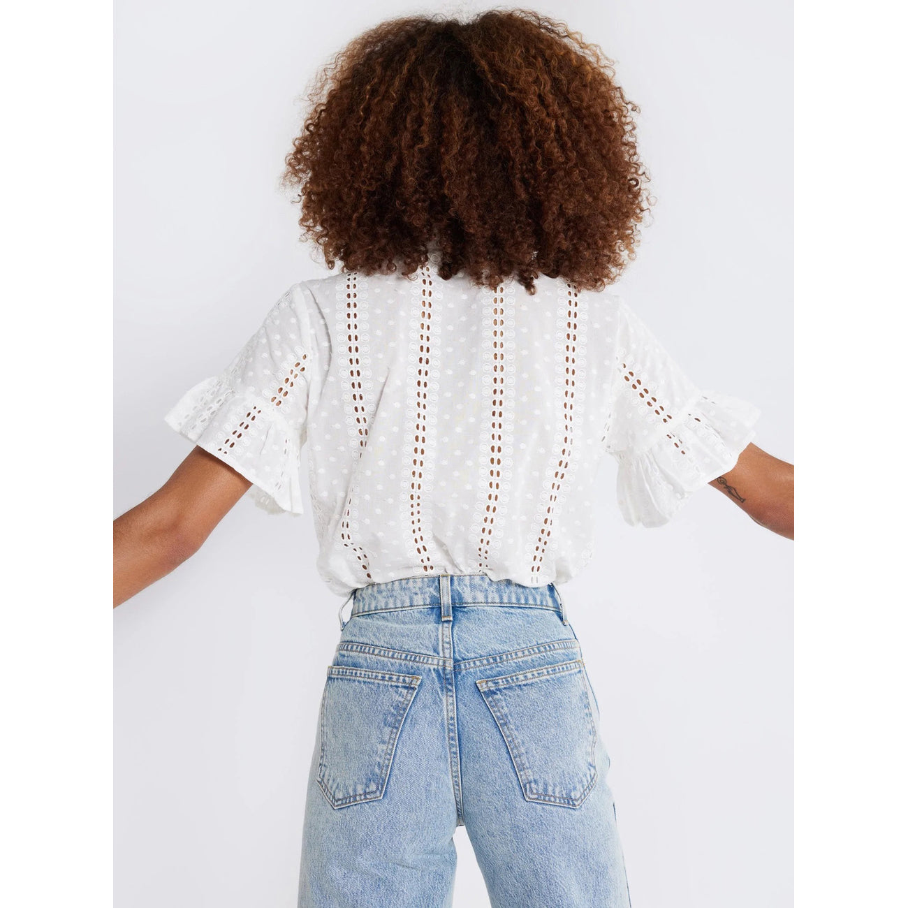 vanessa top in pearl polka dot eyelet