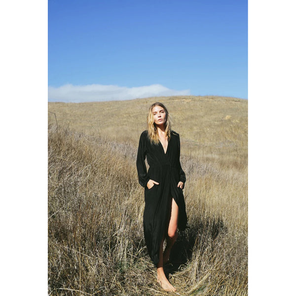 Natalie Martin Nico Long Sleeve Maxi in Black Silk a case of you