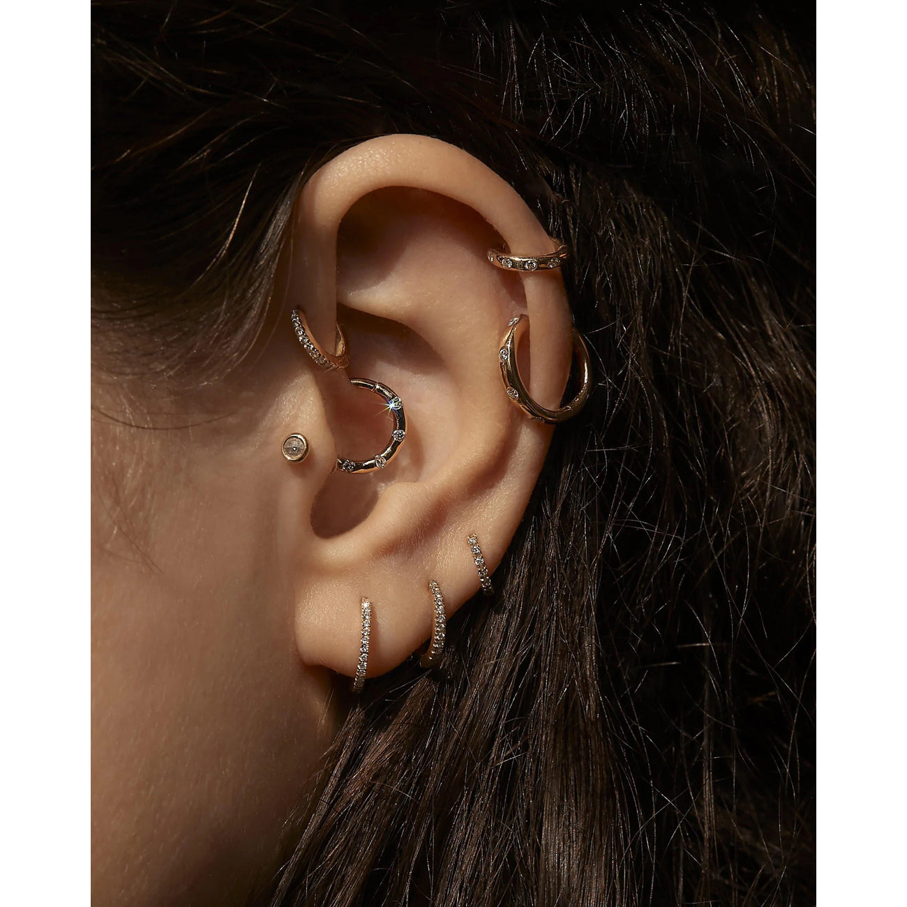 8mm pavé huggie in yellow gold