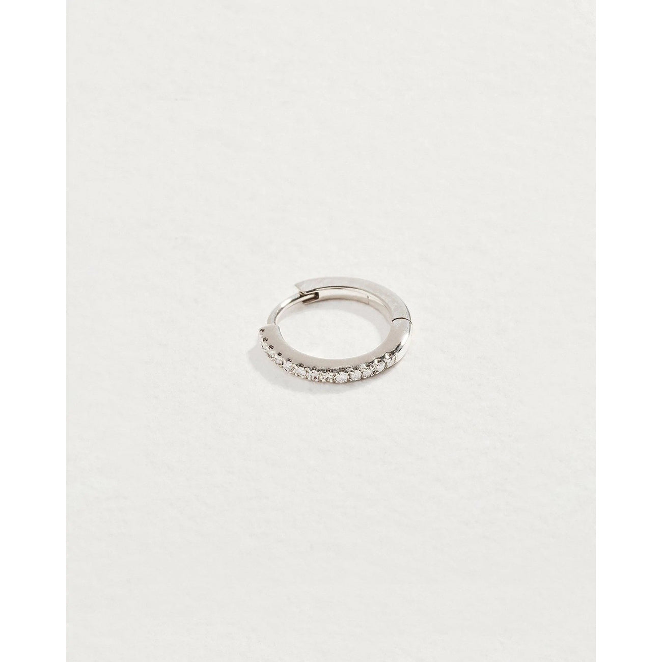 8mm pavé huggie in white gold