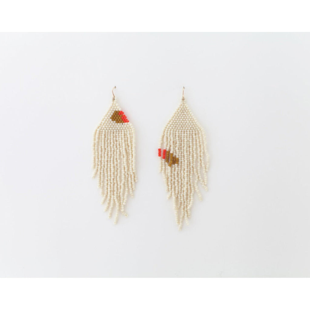 ecru beaded earrings