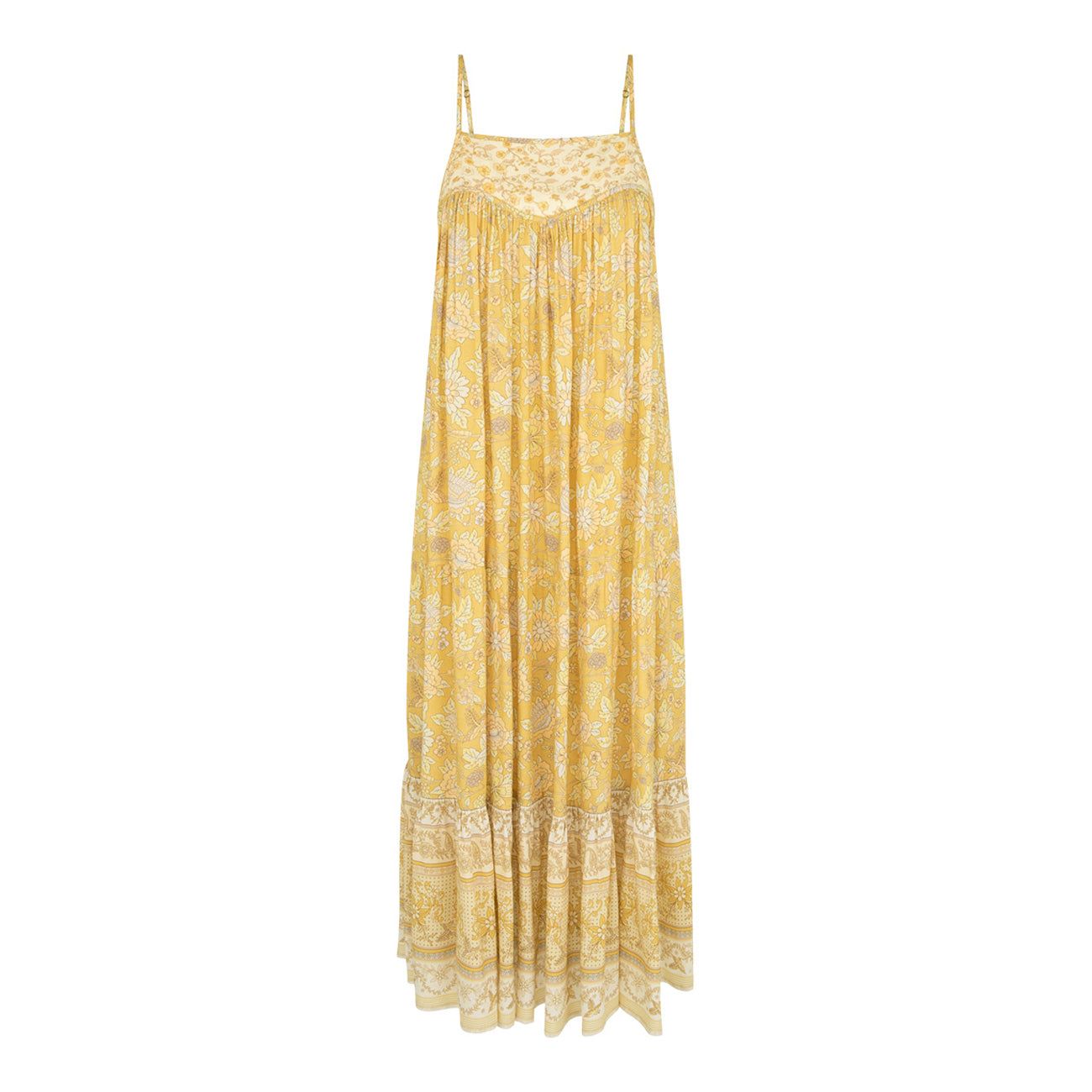 mossy strappy midi dress in lemonade