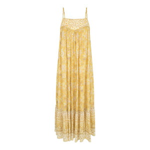 mossy strappy midi dress in lemonade