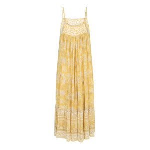 mossy strappy midi dress in lemonade