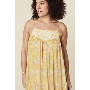 mossy strappy midi dress in lemonade