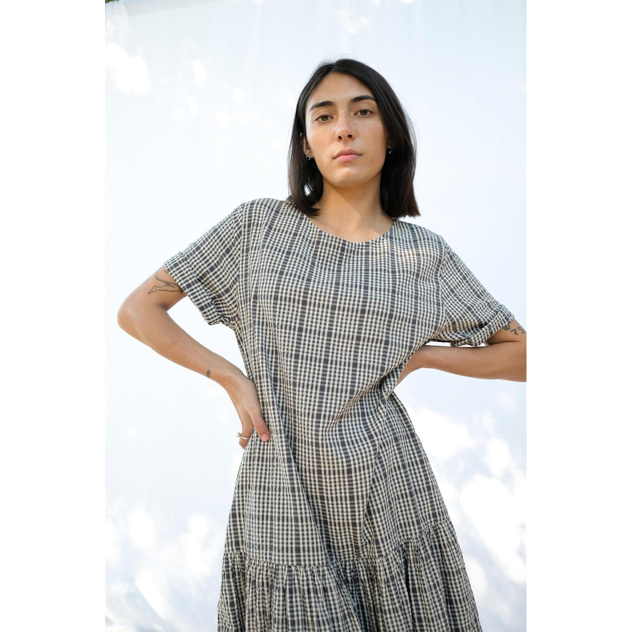 tee dress in seersucker plaid