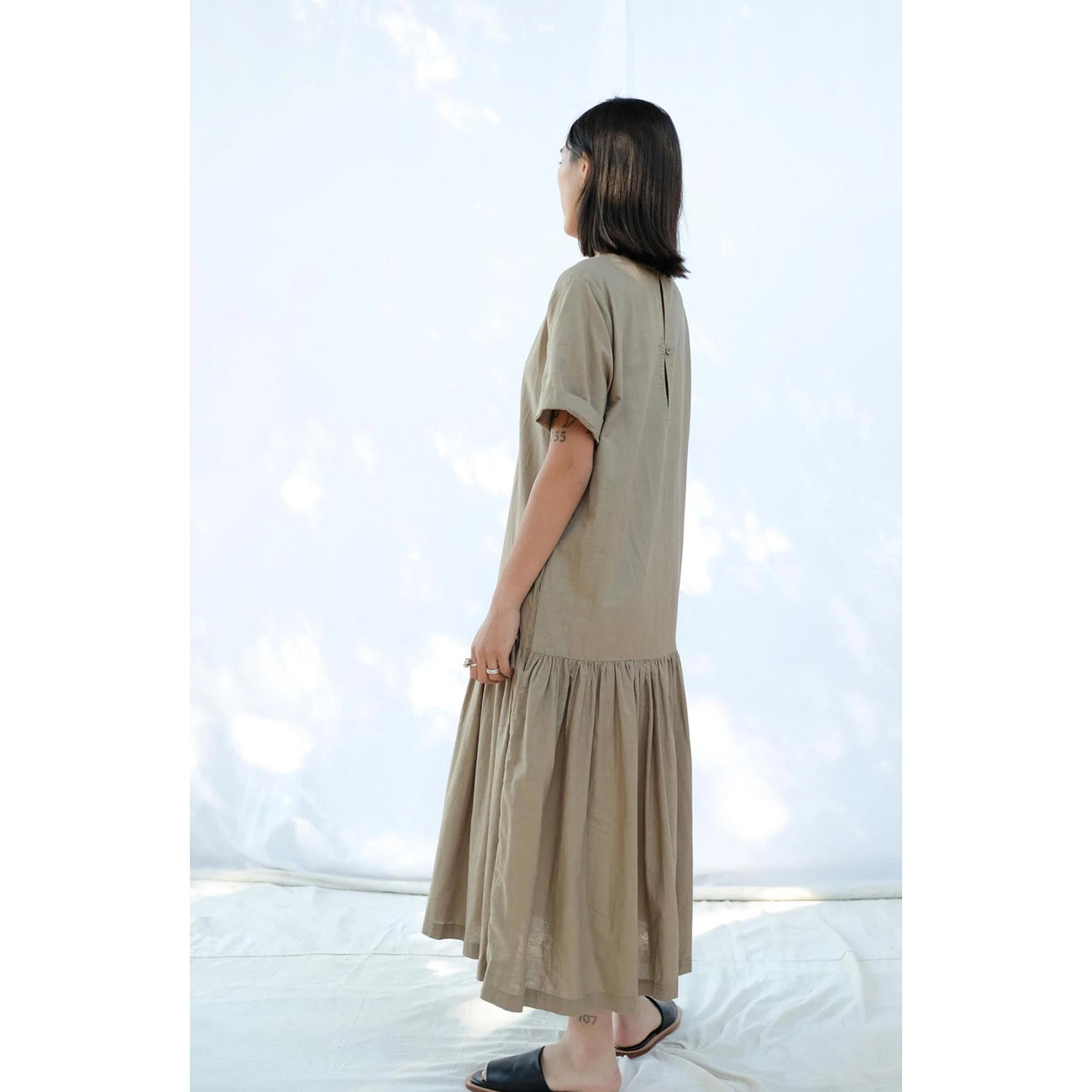 tee dress in faded olive
