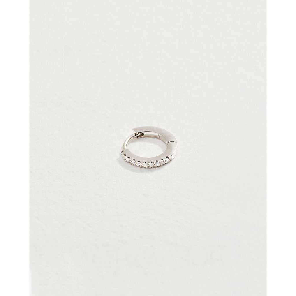 6.5mm pavé huggie in white gold