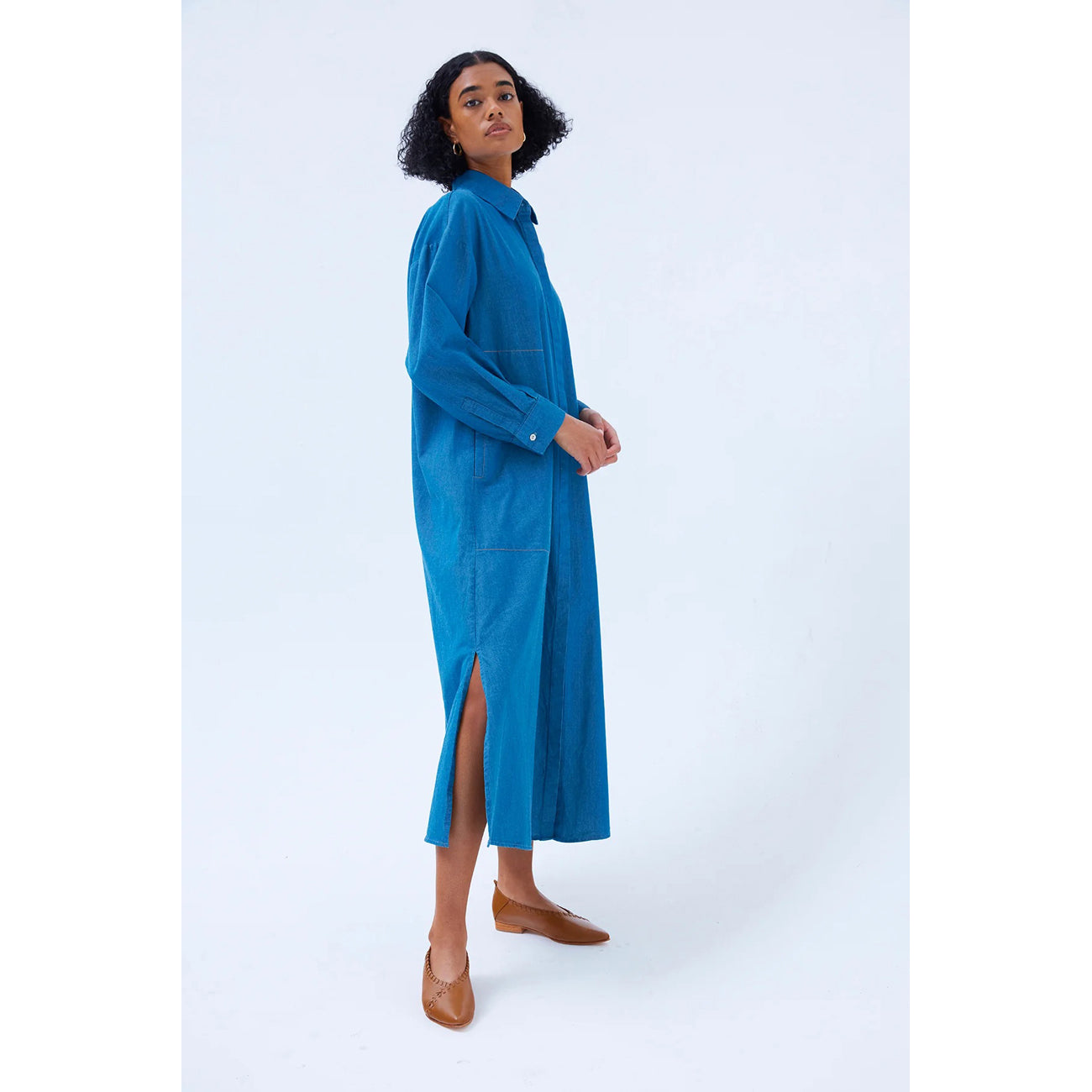 oversized shirt dress in soft ltwt denim