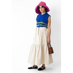 patience gathered skirt in ecru denim
