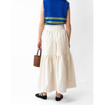 patience gathered skirt in ecru denim