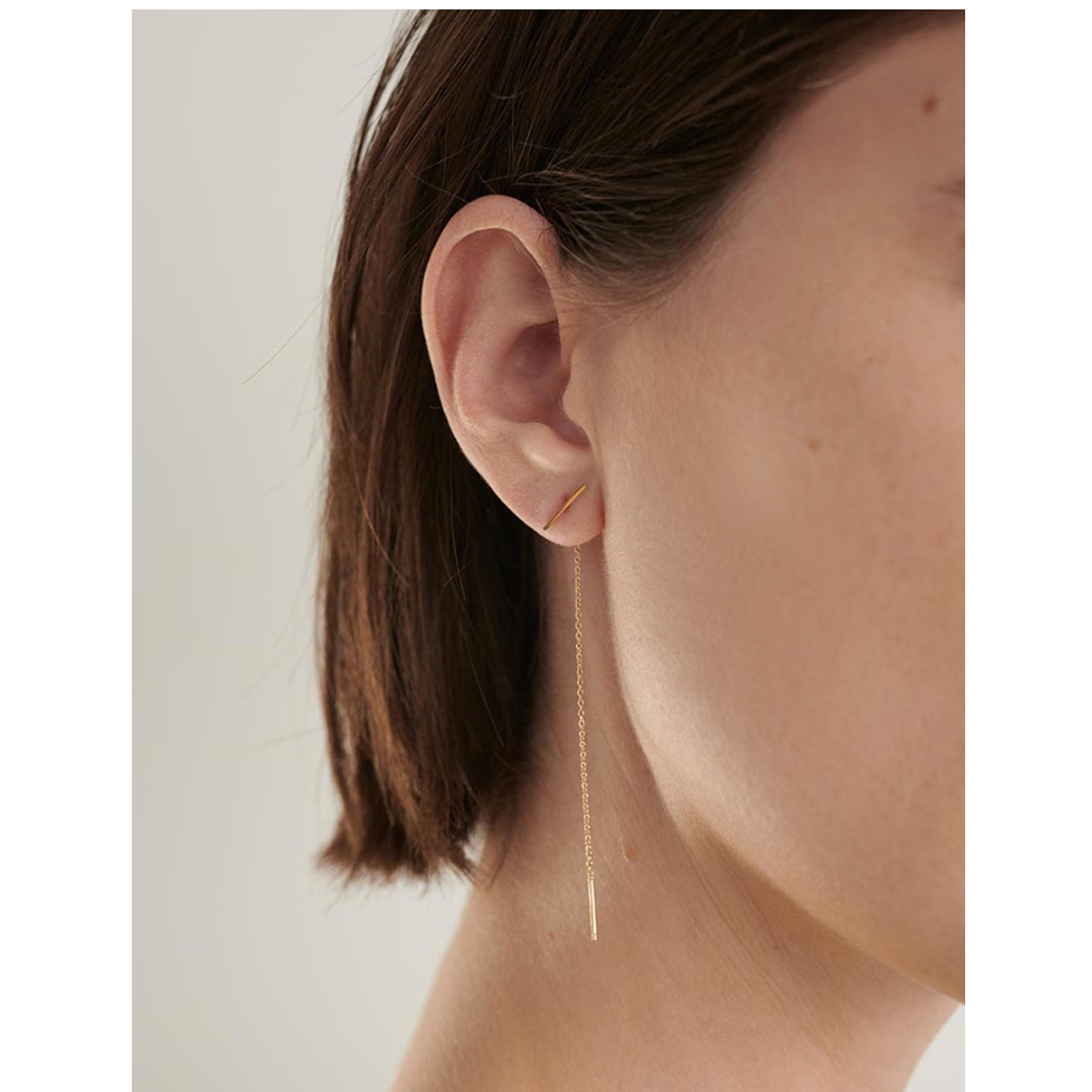 staple + chain earring