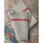 thick linen kitchen cloth: natural w/ red stripe